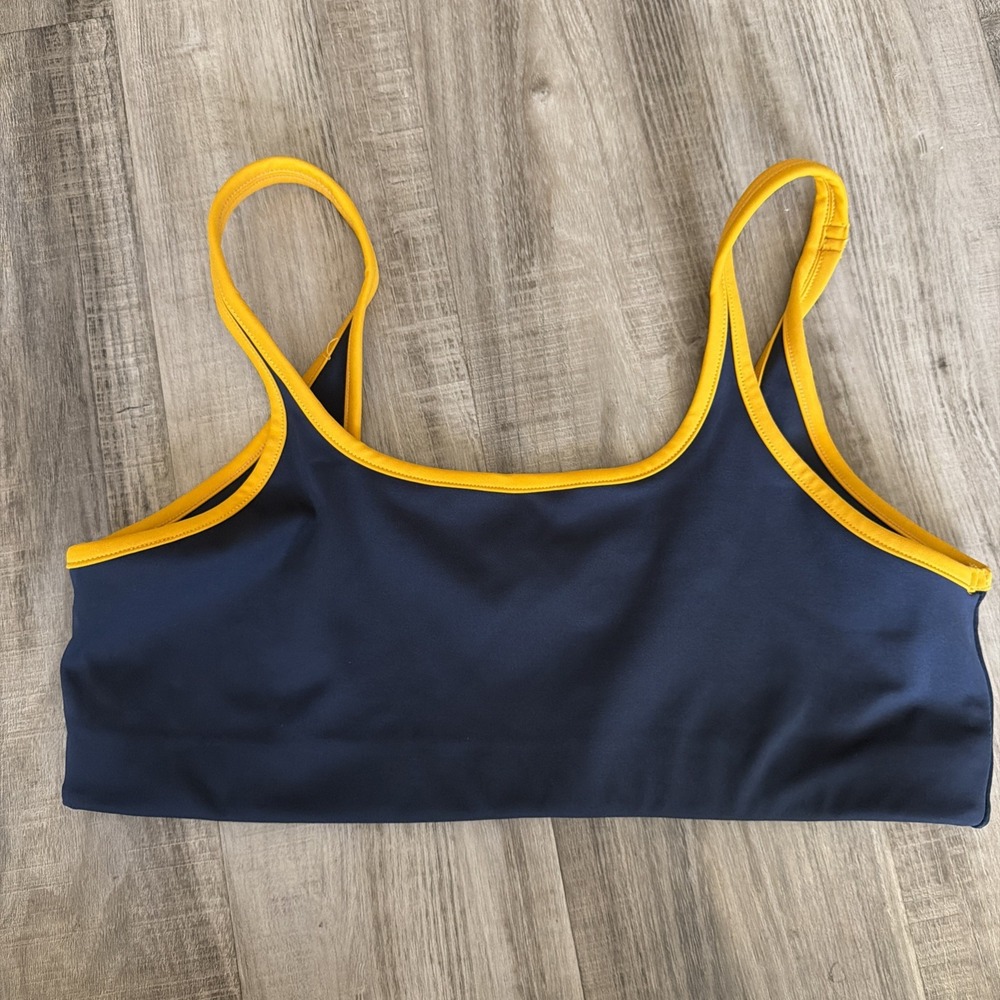 SPLITS59 Women's Sports Bra Navy Blue Yellow Colorblock Size XL